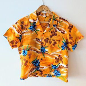HAWAIIAN SHIRT -  CROPPED - Womens Small
